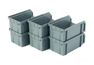 Пластиковый ящик Стелла-техник V-1-К6-серый , 180х200х140мм, комплект 6 штук