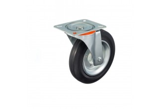 Колесо Tellure Rota 534908 поворотное, диаметр 250мм, грузоподъемность 300кг, черная резина, сталь