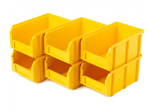 Пластиковый ящик Стелла-техник V-2-К6-желтый , 260х300х250мм, комплект 6 штук