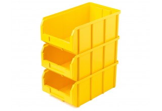 Пластиковый ящик Стелла-техник V-3-К3-желтый , 210х370х300мм, комплект 3 штуки