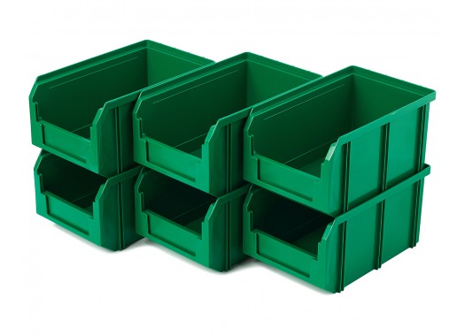Пластиковый ящик Стелла-техник V-2-К6-зеленый , 234х149х120мм, комплект 6 штук