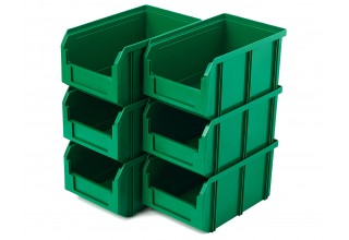 Пластиковый ящик Стелла-техник V-2-К6-зеленый , 234х149х120мм, комплект 6 штук