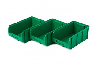 Пластиковый ящик Стелла-техник V-3-К3-зеленый , 210х370х300мм, комплект 3 штуки