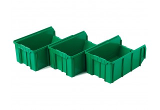Пластиковый ящик Стелла-техник V-3-К3-зеленый , 210х370х300мм, комплект 3 штуки