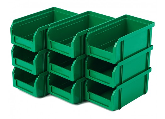 Пластиковый ящик Стелла-техник V-1-К9-зеленый , 180х310х140мм, комплект 9 штук