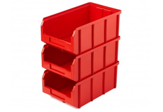 Пластиковый ящик Стелла-техник V-3-К3-красный , 210х370х300мм, комплект 3 штуки