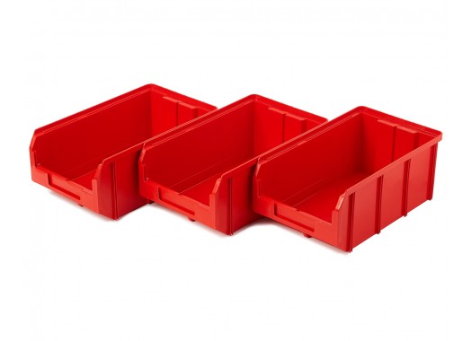 Пластиковый ящик Стелла-техник V-3-К3-красный , 210х370х300мм, комплект 3 штуки