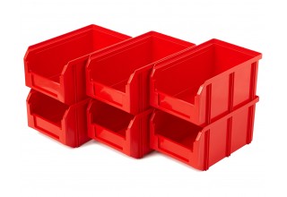 Пластиковый ящик Стелла-техник V-2-К6-красный , 260х300х250мм, комплект 6 штук