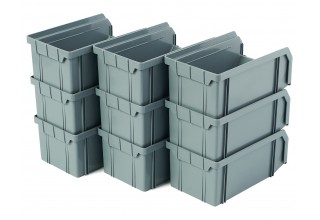 Пластиковый ящик Стелла-техник V-1-К9-серый , 180х310х140мм, комплект 9 штук
