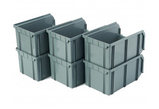 Пластиковый ящик Стелла-техник V-2-К6-серый , 260х300х250мм, комплект 6 штук