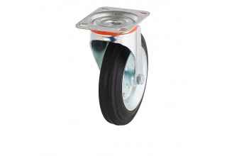 Колесо Tellure Rota 535106 поворотное, диаметр 200мм, грузоподъемность 230кг, черная резина, сталь