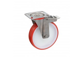 Колесо Tellure Rota 606604 поворотное с тормозом, диаметр 150мм, грузоподъемность 220кг, термопластичный полиуретан, полиамид