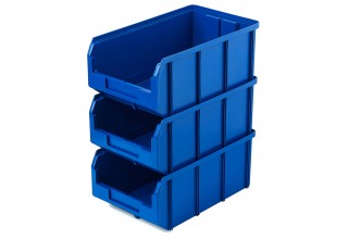 Пластиковый ящик Стелла-техник V-3-К3-синий , 210х370х300мм, комплект 3 штуки