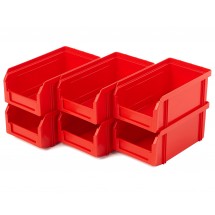 Пластиковый ящик Стелла-техник V-1-К6-красный , 180х200х140мм, комплект 6 штук