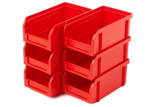 Пластиковый ящик Стелла-техник V-1-К6-красный , 180х200х140мм, комплект 6 штук